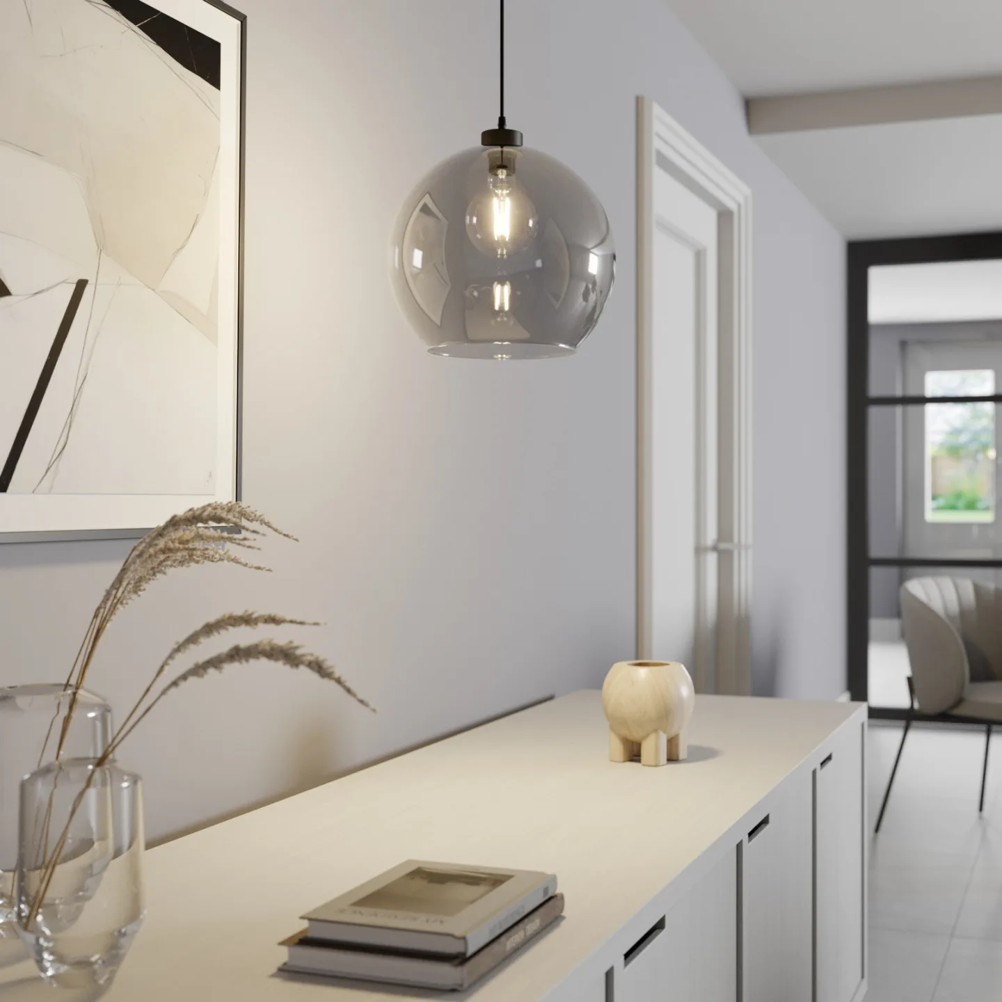 Cubus Pendelleuchte Ø 30 cm rauchgrau Glas E27 TK Lighting - Wohnzimmer - Modern - Kugel