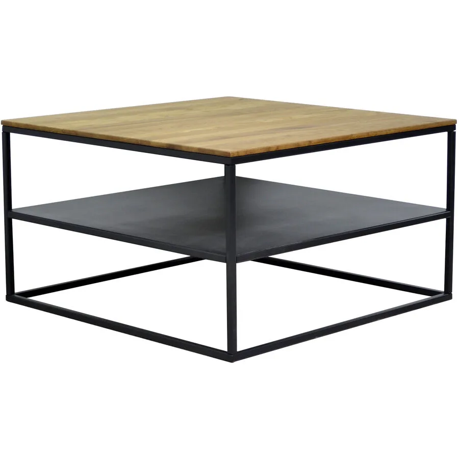 Salontisch Kym natur geölt, schwarz Wildeiche, Metall B 70 T 70 cm