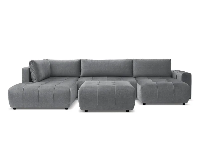 Panorama-Ecksofa mit Hocker BOBOCHIC ARSENE Samt dunkelgrau