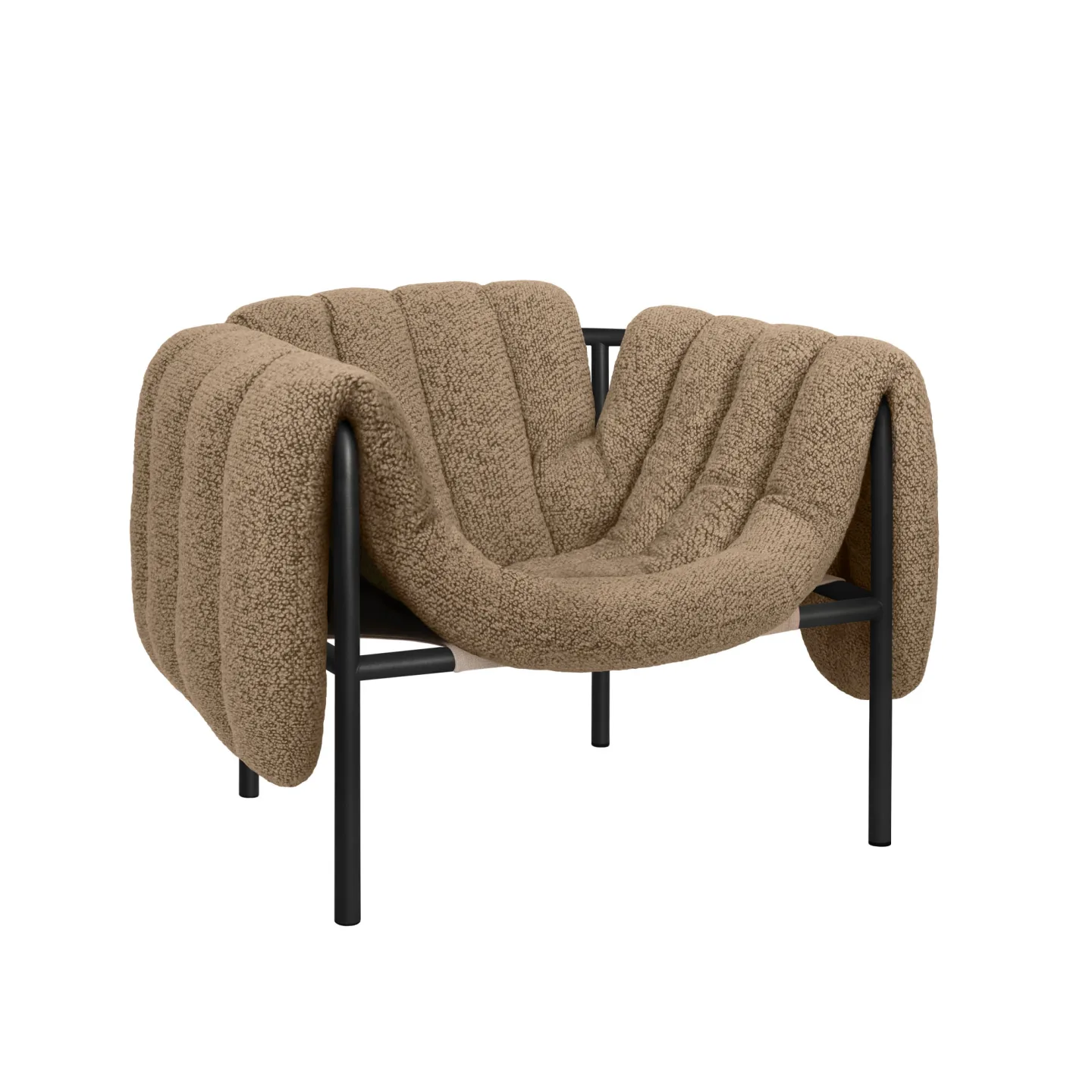 HEM - Puffy Lounge Chair - Sawdust/Black Grey - Fåtöljer - Faye Toogood - Beige,Svart - Bomull/Naturmaterial/Metall/Syntetiskt/Skum/Plast