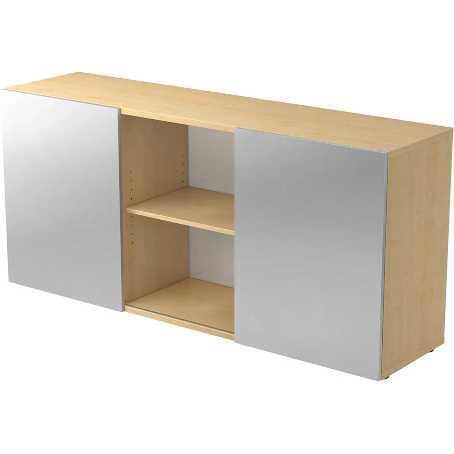 Aktenschrank Office Ahorn Dekor, Silber Holzwerkstoff B 160 cm H 74.8 cm