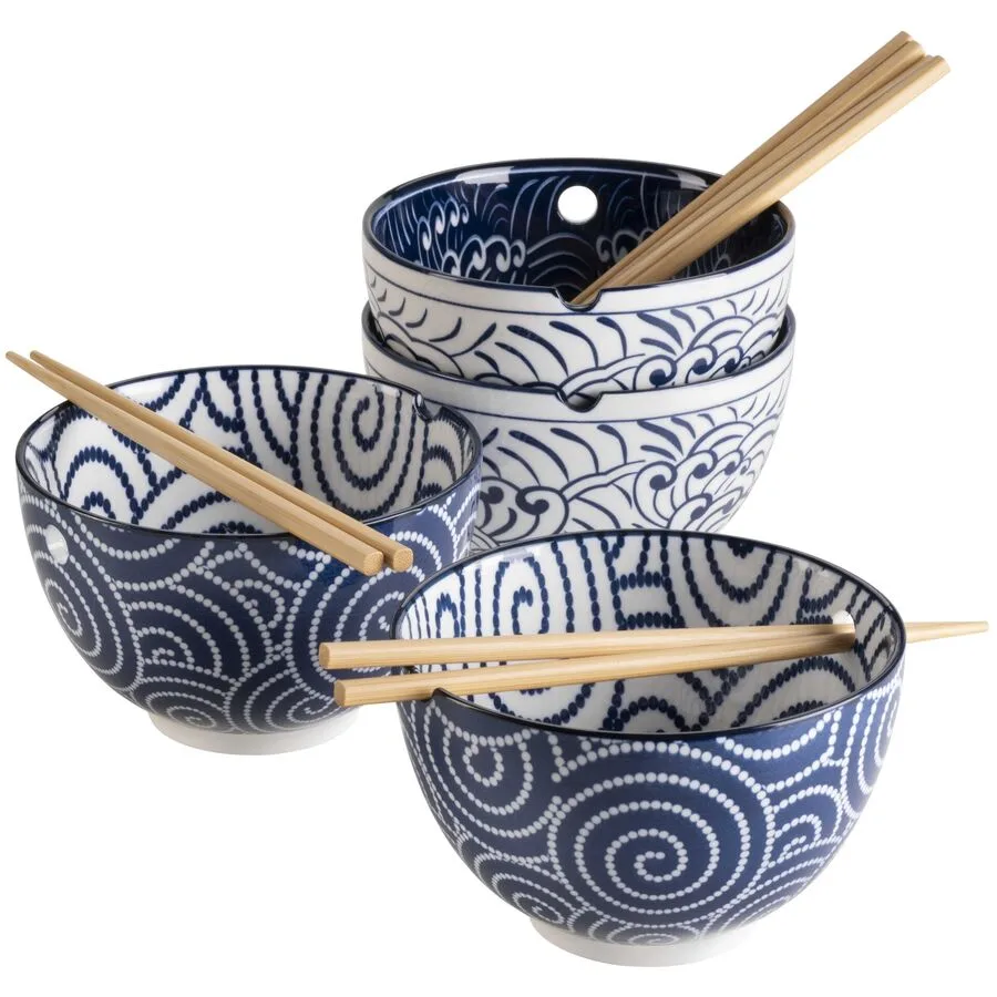 MÄSER Schüssel-Set Jurka Blau/Weiss Porzellan