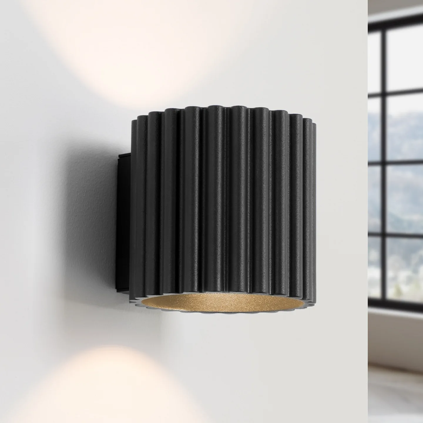 RIBLA Vägglampa, svart, Ø 10 cm, metall, G9 - SOLLUX SOLLUX LIGHTING - Vardagsrum - Aluminium - Med en ljuskälla