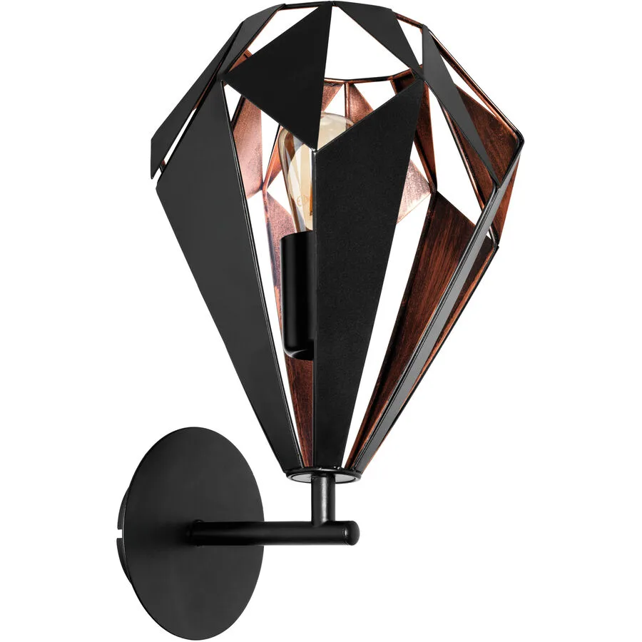 Wandlampe Carlton 1 Schwarz Stahl 21 cm 33 cm