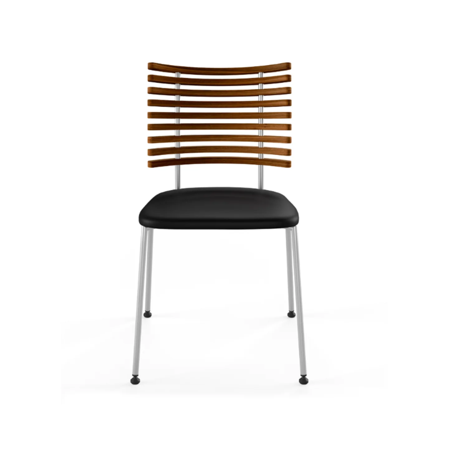 Naver Collection - Tiger, Oljad valnöt, Underrede i Svart pulverlackerat stål, Sits i Naver Select läder - Svart - Matstolar - Henrik Lehm - Svart - Läder/Metall/Trä