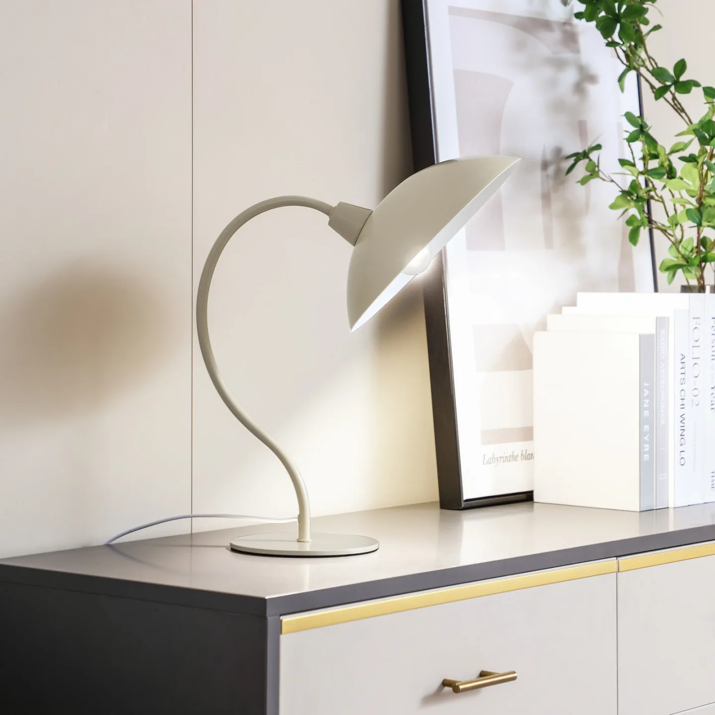 Arvadon Tischleuchte Beige - Lucande - Wohnzimmer - Modern - Metall - Einflammig