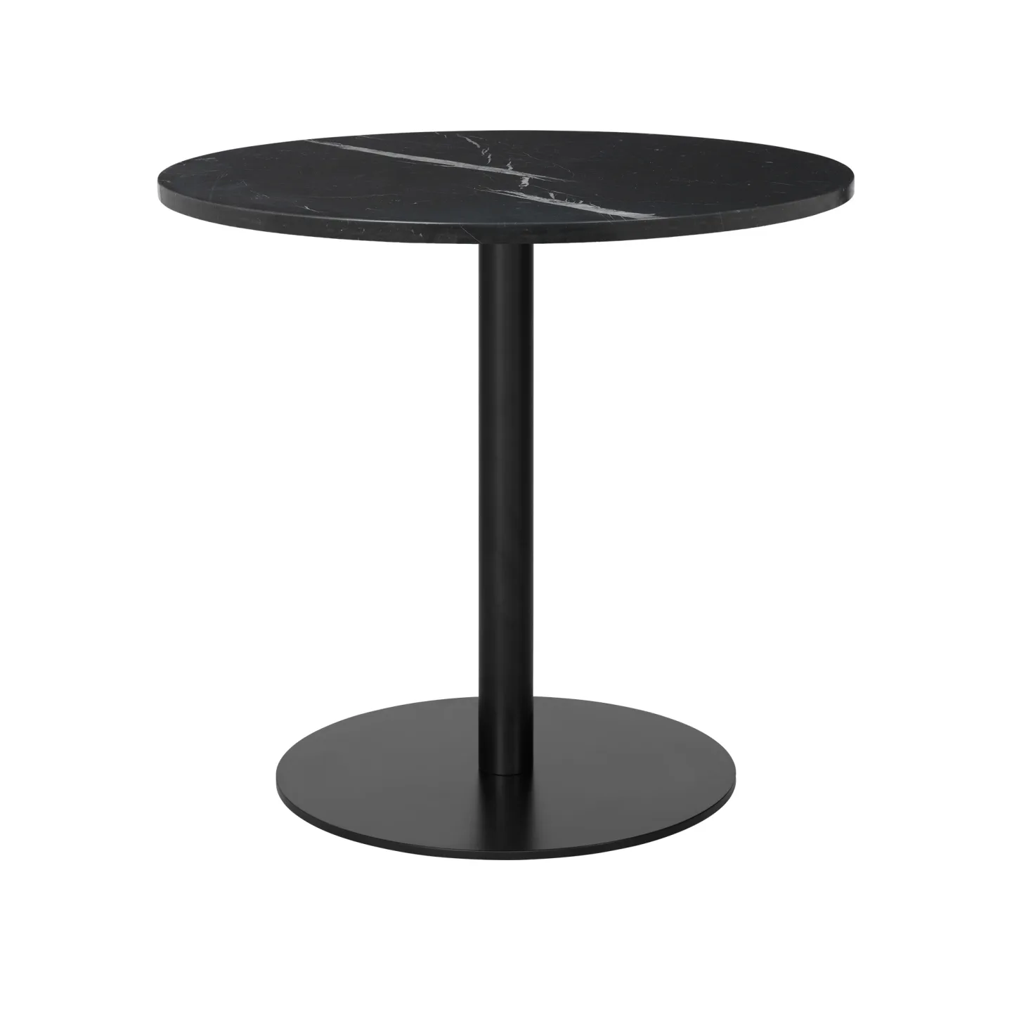 Gubi - Gubi 1.0 Dining Table, Round, Ø80, Black Base, Marble Top - Nero Marquina - Matbord - Svart - Metall/Sten