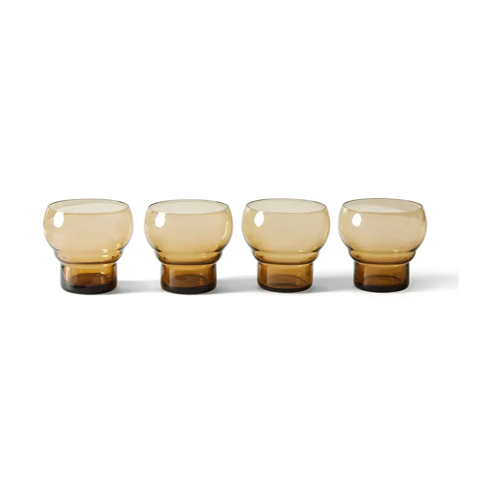 HKliving 70's Bulb Glas 27 cl 4er-Pack Amber