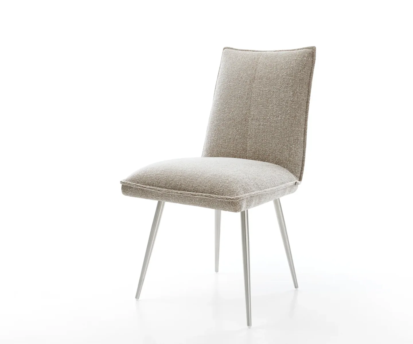 Esszimmerstuhl Lelio-Flex Webstoff Soft Beige 4-Fuß konisch Edelstahl Taschenfederkern