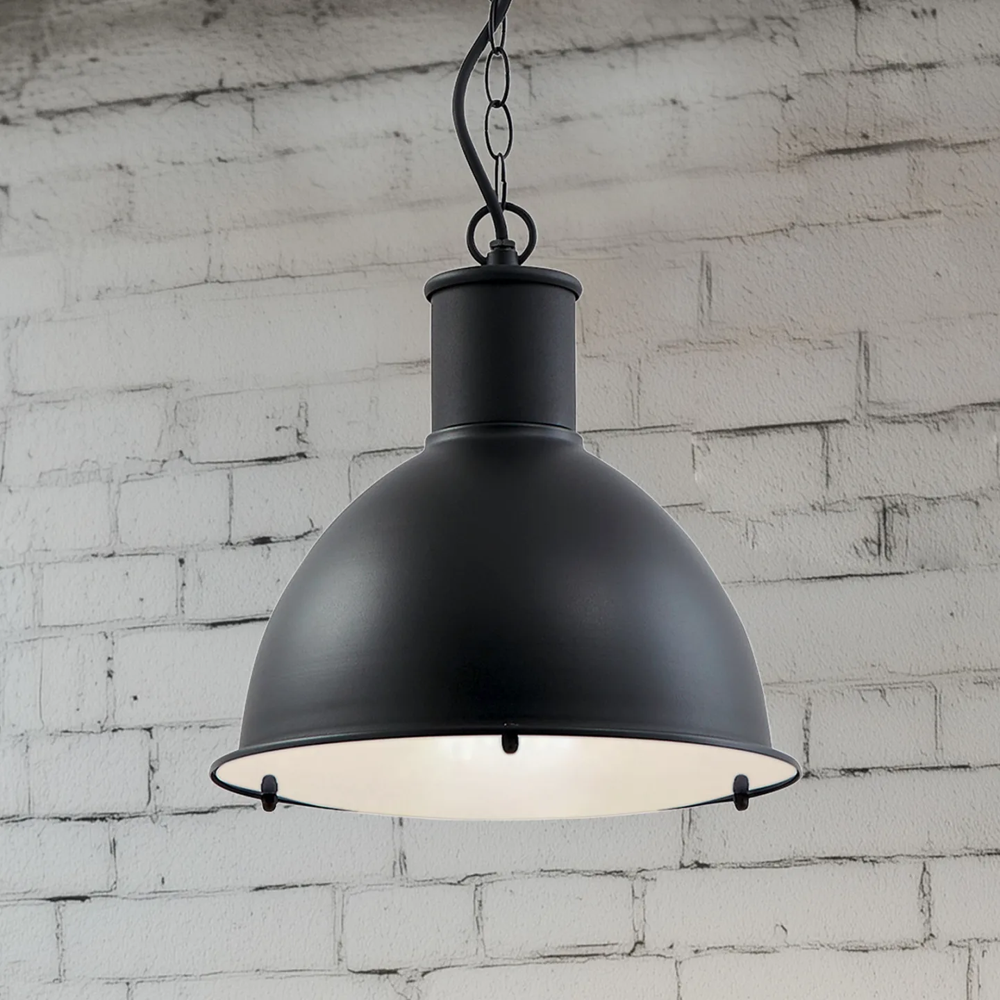 Luciane utomhushänglampa, svart, aluminium, Ø 31,8 cm – Lindby - Terrass - Med en ljuskälla