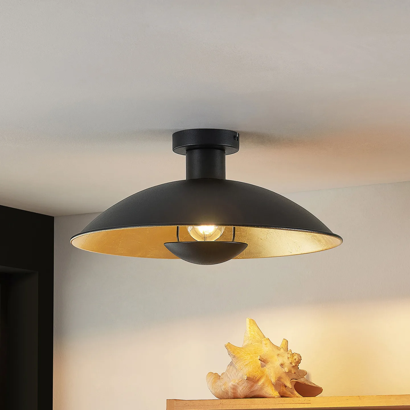 Narisara Deckenleuchte Ø40 Black/Gold - Lindby - Wohnzimmer - Modern - Metall - Rund