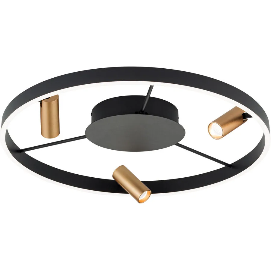 Deckenlampe Ornament Gold/Schwarz Stahl 61.5 cm 61.5 cm - Farbe: schwarz-gold - Lichtfarbe: Warmweiss