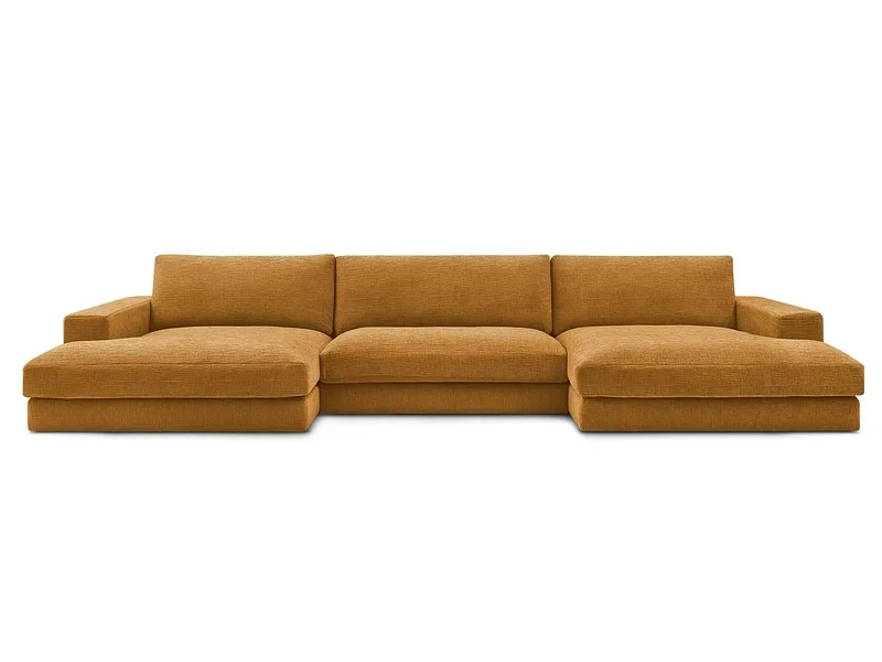 Wohnlandschaft BOBOCHIC LEONARD Stoff mit Textur gelb