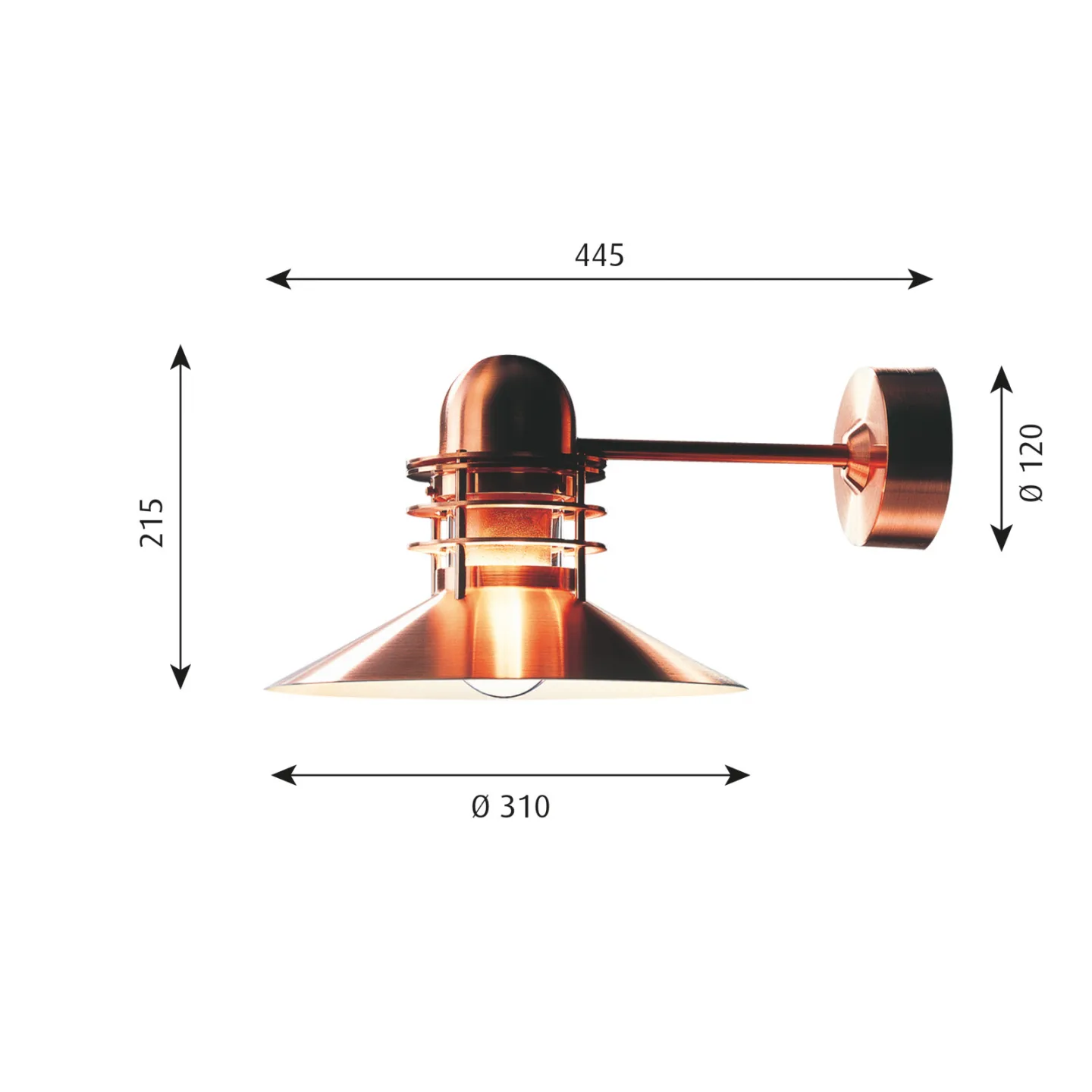 Louis Poulsen Nyhavn vägglampa Brushed copper