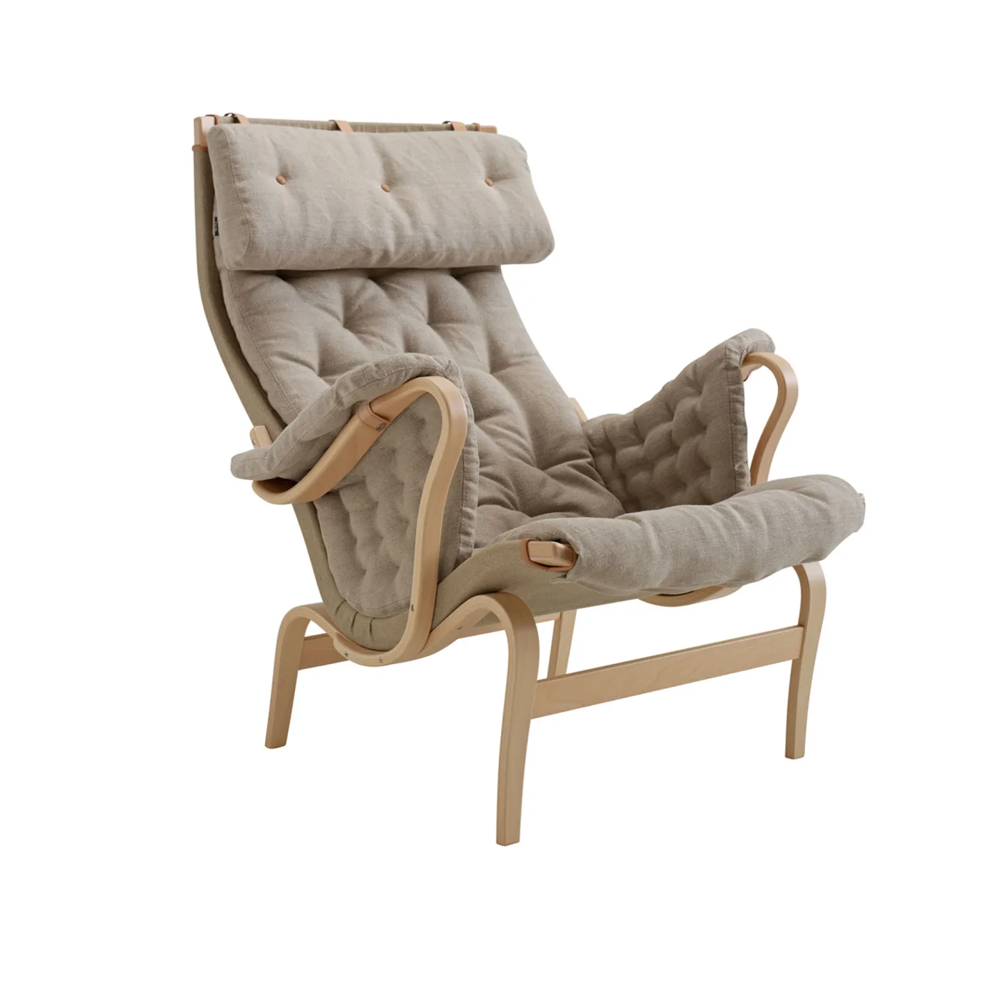 DUX - Pernilla 69 Fåtölj, Bärande Väv Flax 21, Tyg Prisgrupp 2 Flax 21 - Fåtöljer - Bruno Mathsson - Beige - Trä/Textilmaterial/Skum