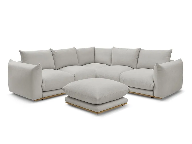 Ecksofa mit Hocker BOBOCHIC ERNEST Stoff hellgrau