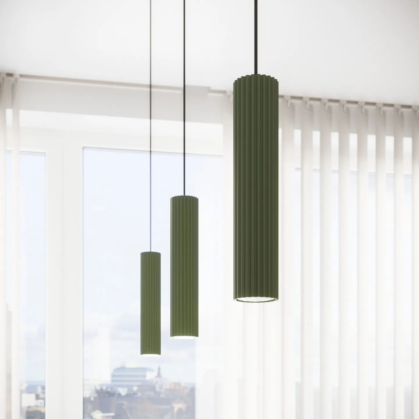 ALORA hængelampe, olivengrøn, Ø 8 cm, metal, GU10 - SOLLUX SOLLUX LIGHTING - Stue - Aluminium - Med én lyskilde