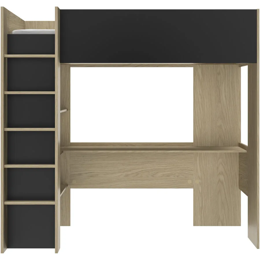 Kinderbett Natty schwarz/Eiche Holzwerkstoff 90 x 200 cm