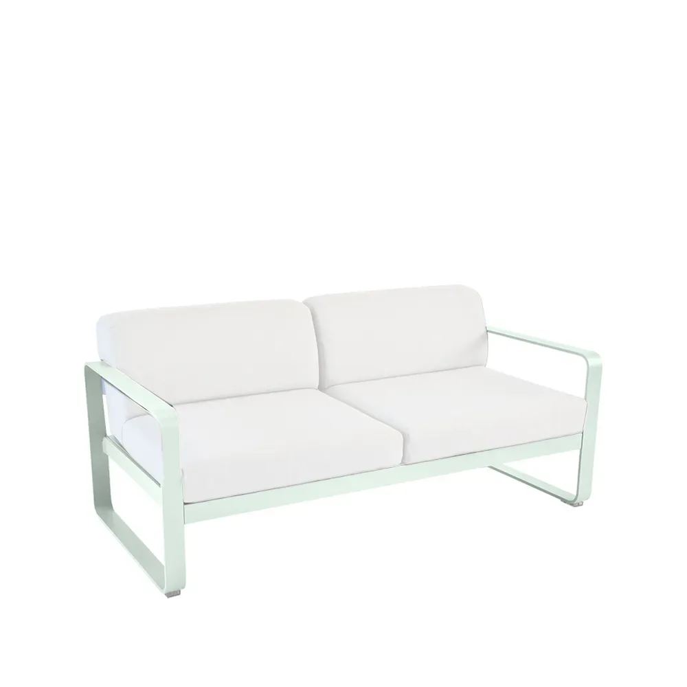 Fermob Bellevie 2-sits soffa Ice mint (grön), off-white dyna