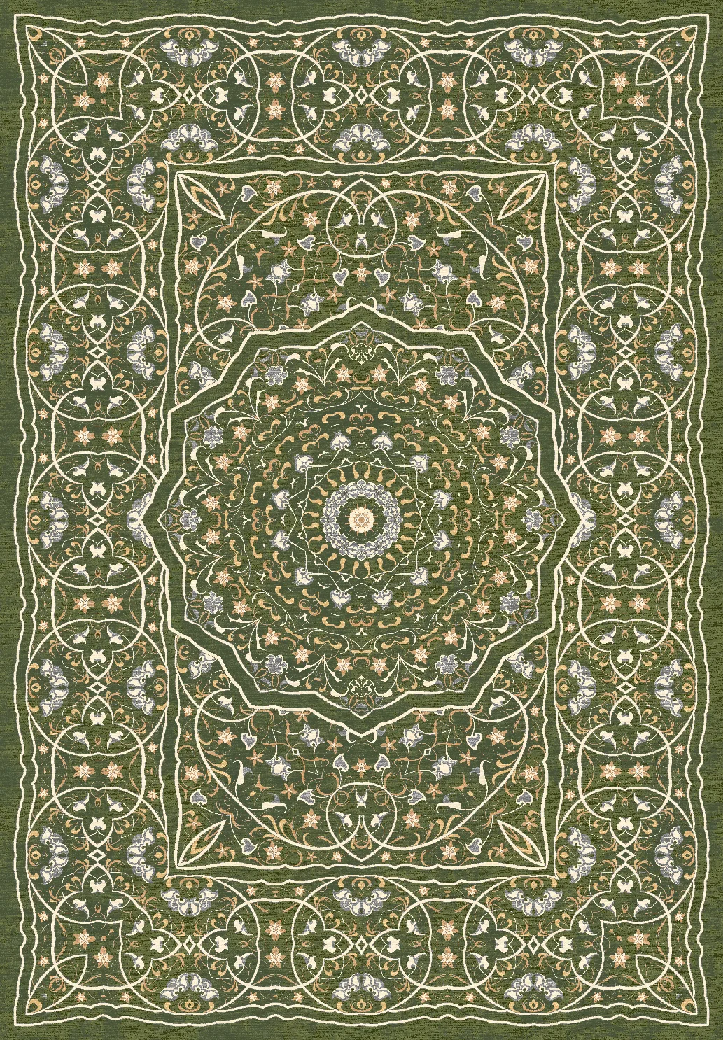 Wilton-teppe - Yvette (grønn) (Størrelse: 200 x 280 cm)
