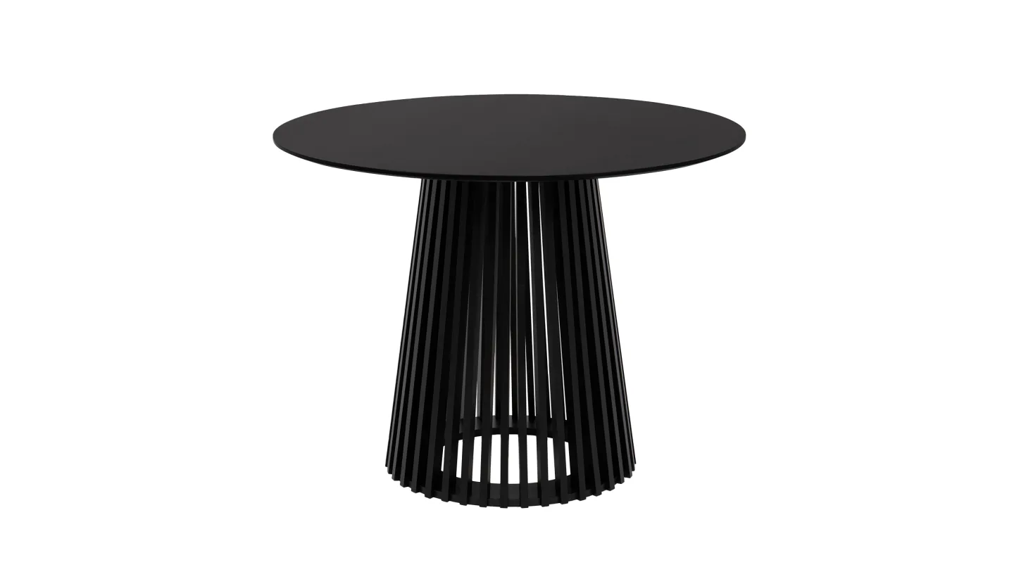 Esstisch rund 100 cm schwarz - Lamellen-Sockel - GARLE