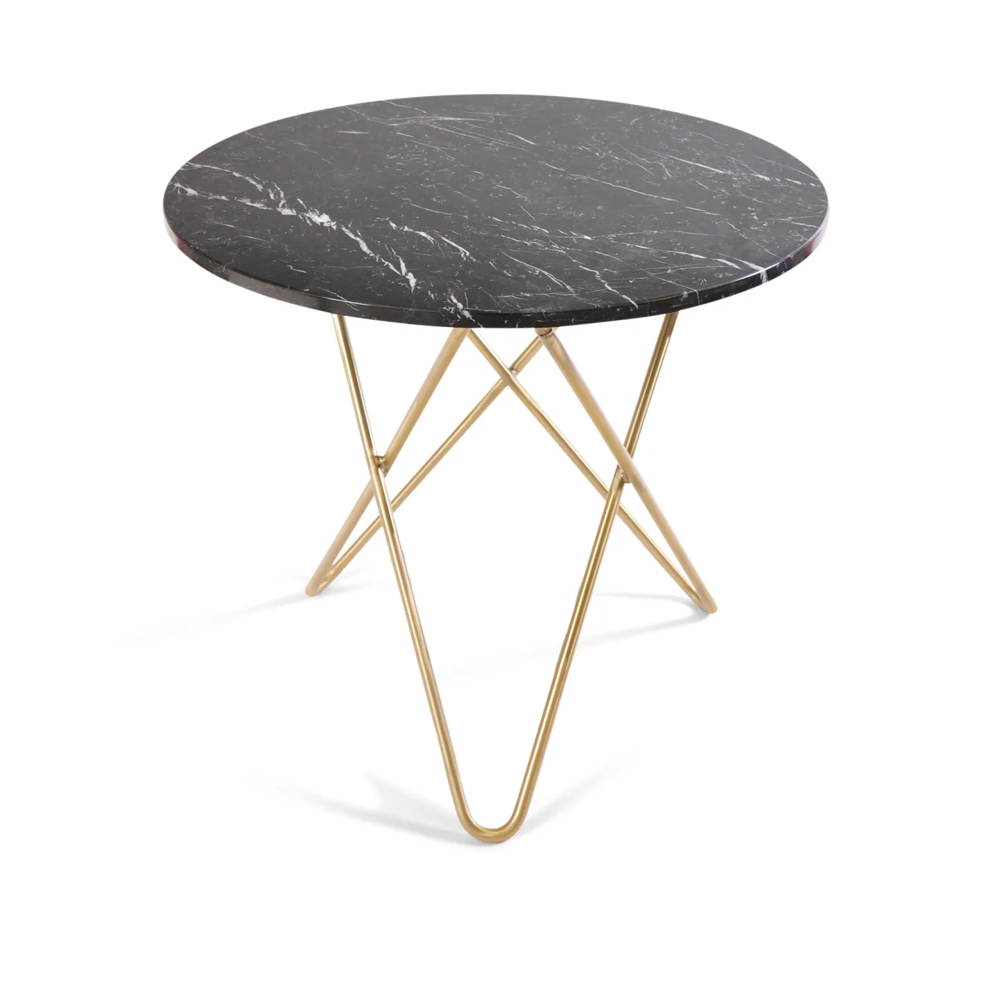 OX Denmarq - O Dining Table Ø80, Brass Frame, Top: Black Marble - Matbord - Dennis Marquart - Svart - Metall/Sten
