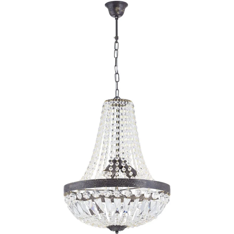 Briamond Pendellampe Arila Braun/Transparent Stahl/Kristall 40 cm 60 cm - Farbe: Antikbraun/Transparent