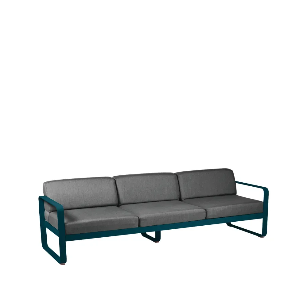 Fermob Bellevie soffa 3-sits Acapulco blue (blå), graphite grey dyna