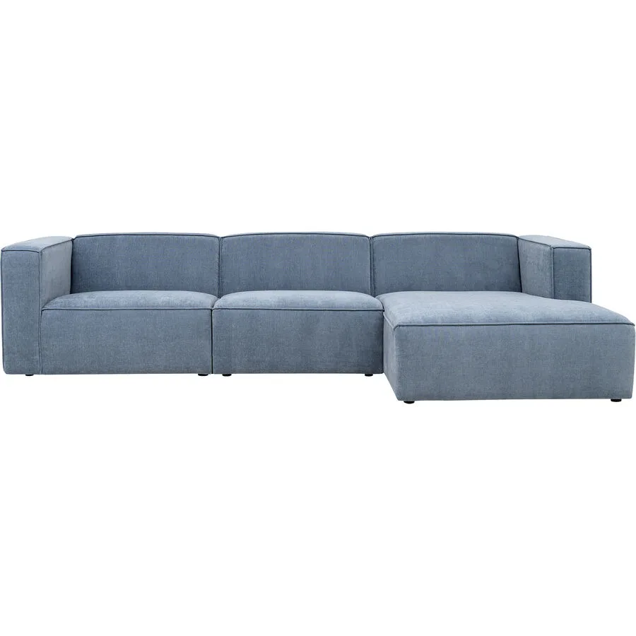 Ecksofa Melon Rechts Polyester Stoff blau B 201 T 93 cm