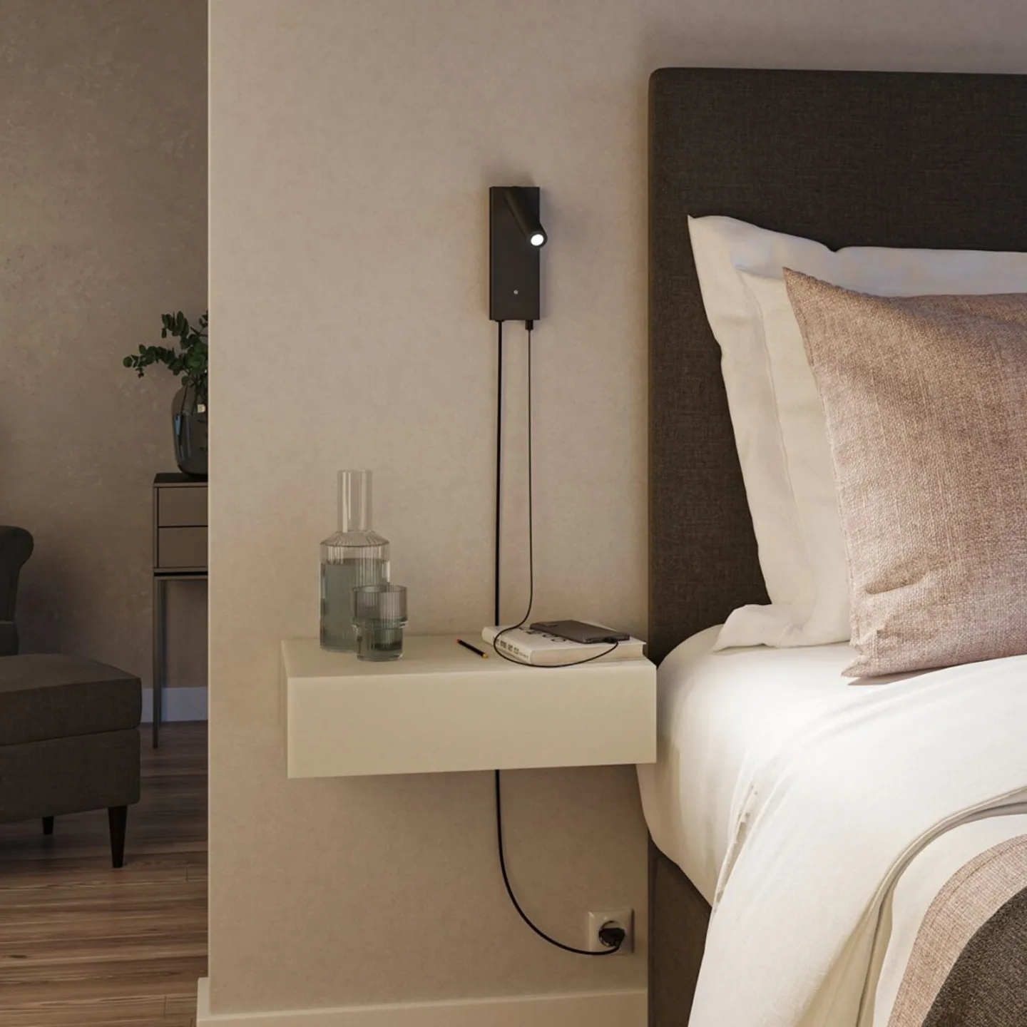 Hulda USB LED-Spot, dimmbar, schwarz, Schalter - Paulmann - Schlafzimmer - Modern - Metall - Einflammig