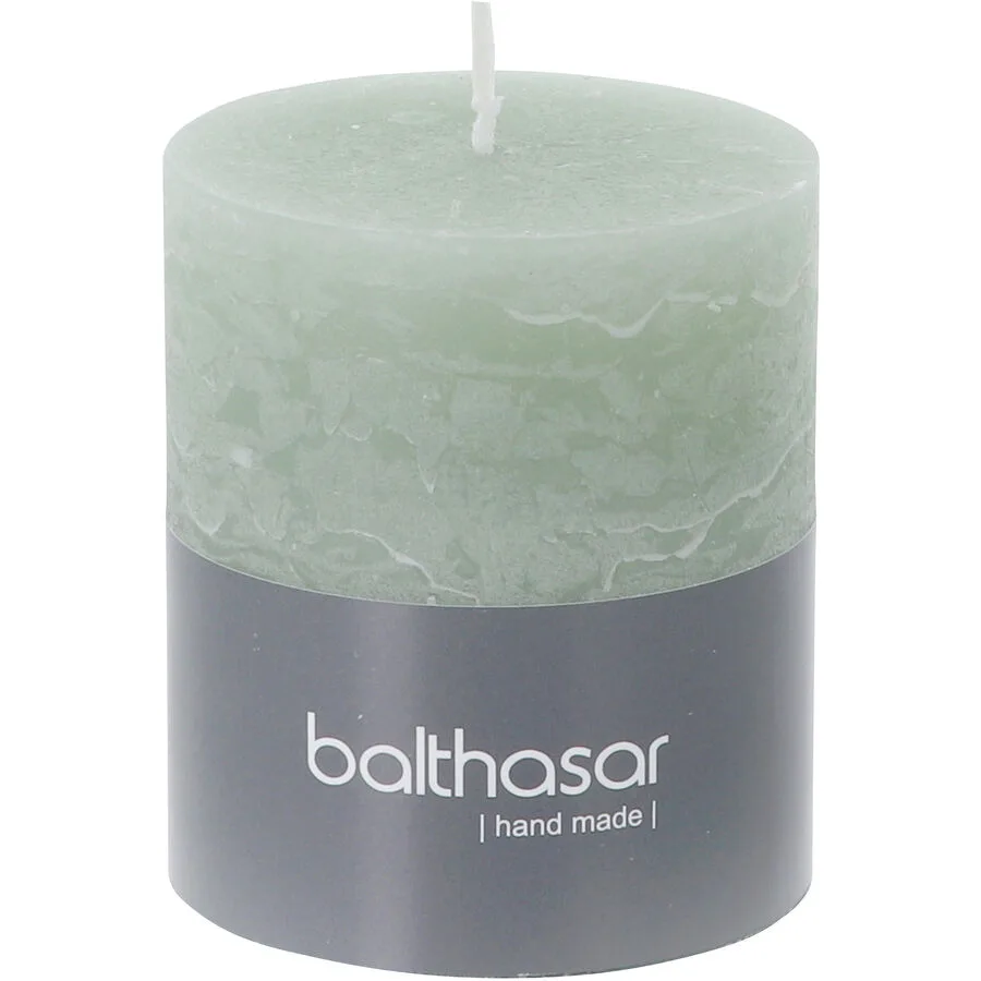 Balthasar Kerze Rustico hellgrün H8 cm D7 cm, Brenndauer 35h - Material: Wachs