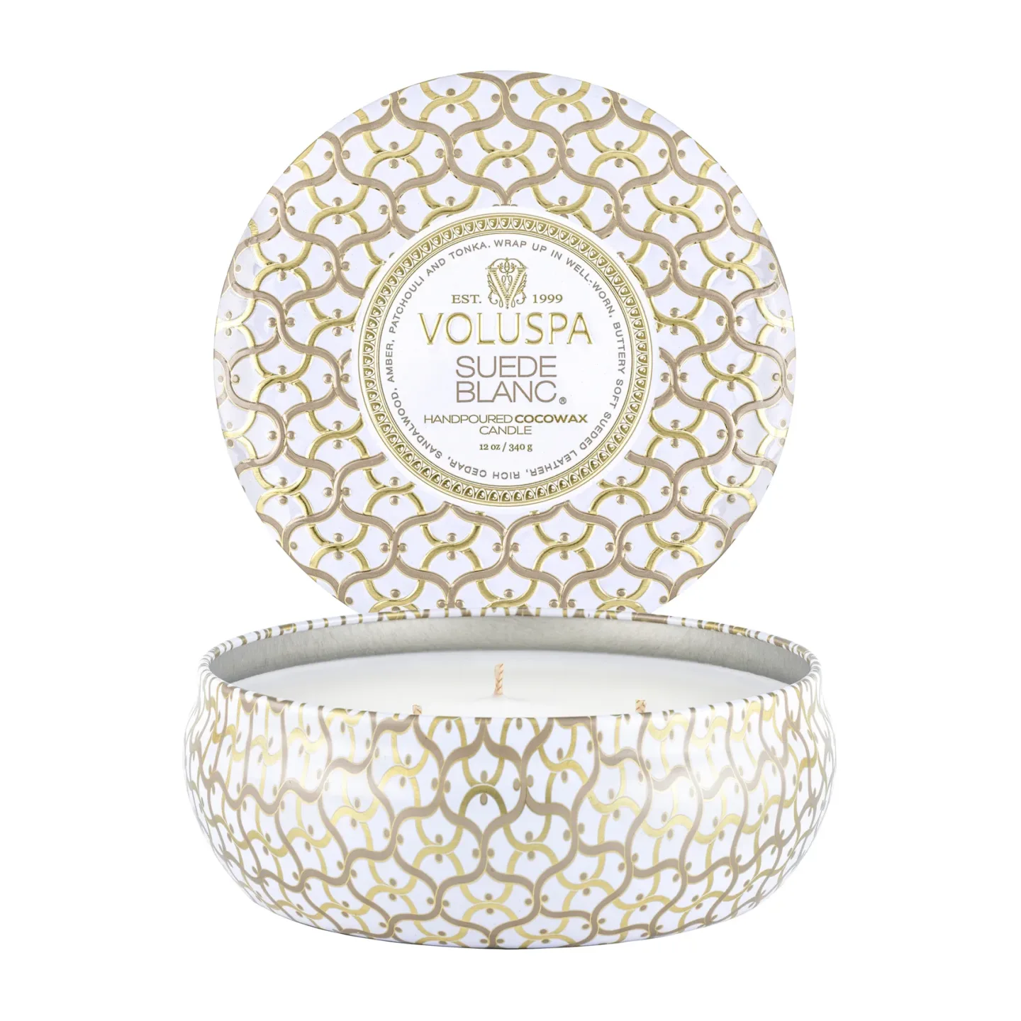 Suede Blanc doftljus 3-wick