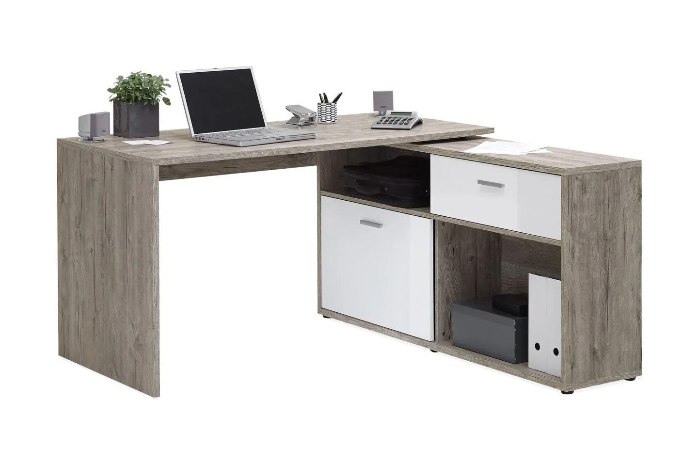 Mamoru Hörnskrivbord Sandek/Vit - Beige|Vit