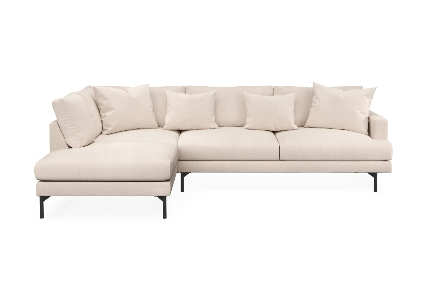 Menard 4-sits Vänstervänd L-formad Djup Schäslongsoffa i Tyg - Beige