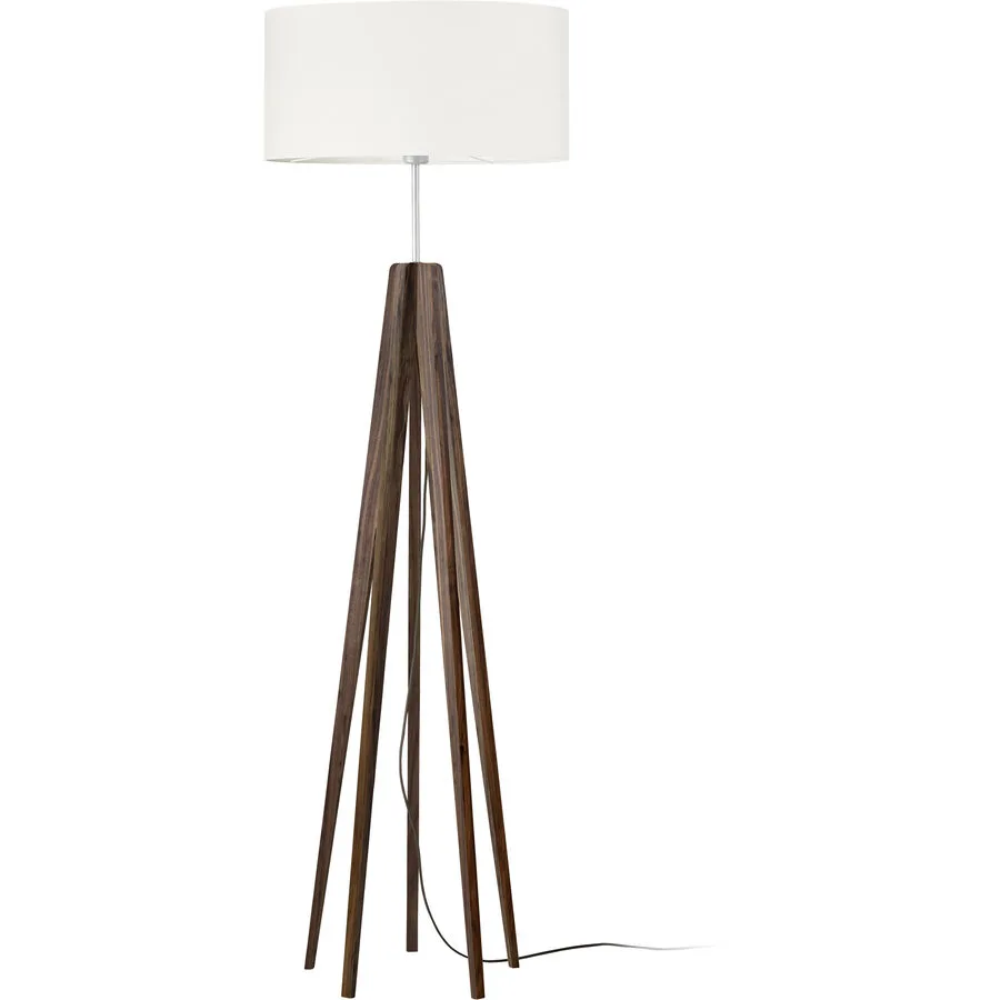 HERZBLUT Stehlampe Aster Braun/Weiss Metall/Holz 39 cm 160 cm - Farbe: Braun, Weiss - Material: Nickel/Holz