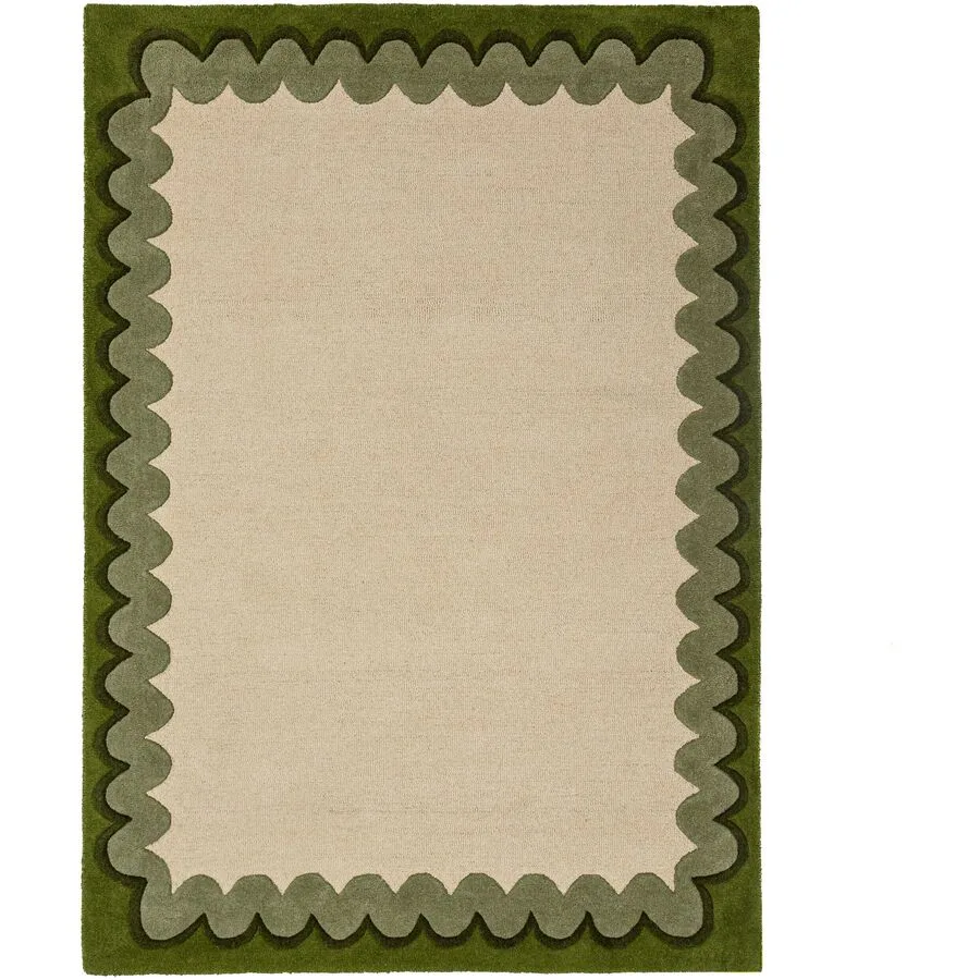Teppich Winona OLIVGRÜN Welle, Düne 100% Wolle 140 x 200 cm