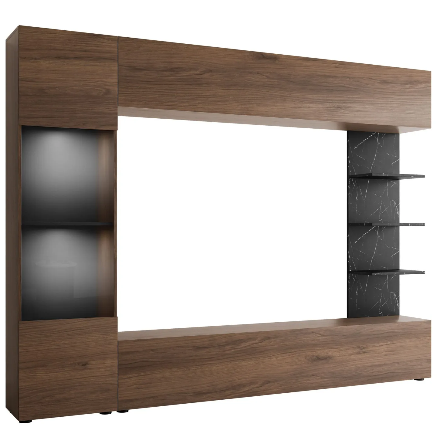 Bunda Tv väggenhet med LED-belysning 250 cm - vit