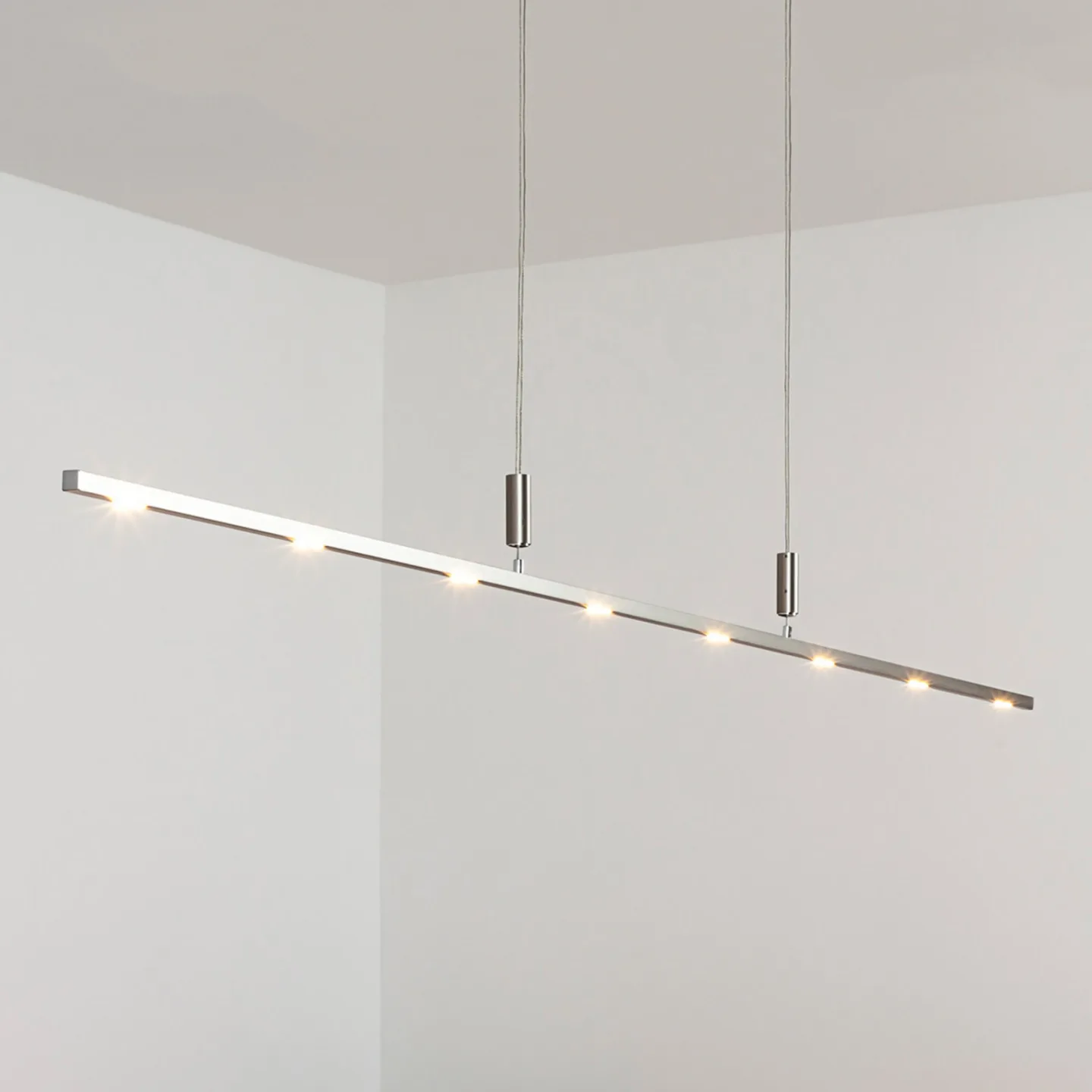 Tolu Pendelleuchte L180 Nickel/Chrome - Lucande Quitani - Wohnzimmer - Modern - Metall - Einflammig