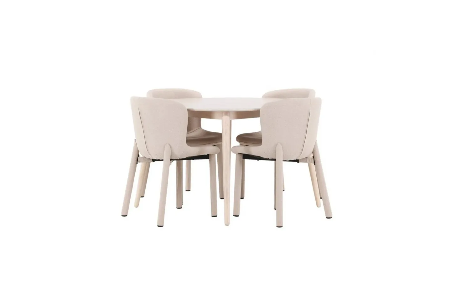 Matgrupp Flora Runt 120 cm Vit med 4st Astoria Stolar Beige - Beige