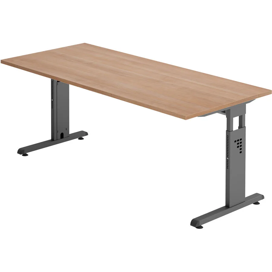 Schreibtisch Office nussbaum Holzwerkstoff Höhenverstellbar B 180 T 80 cm