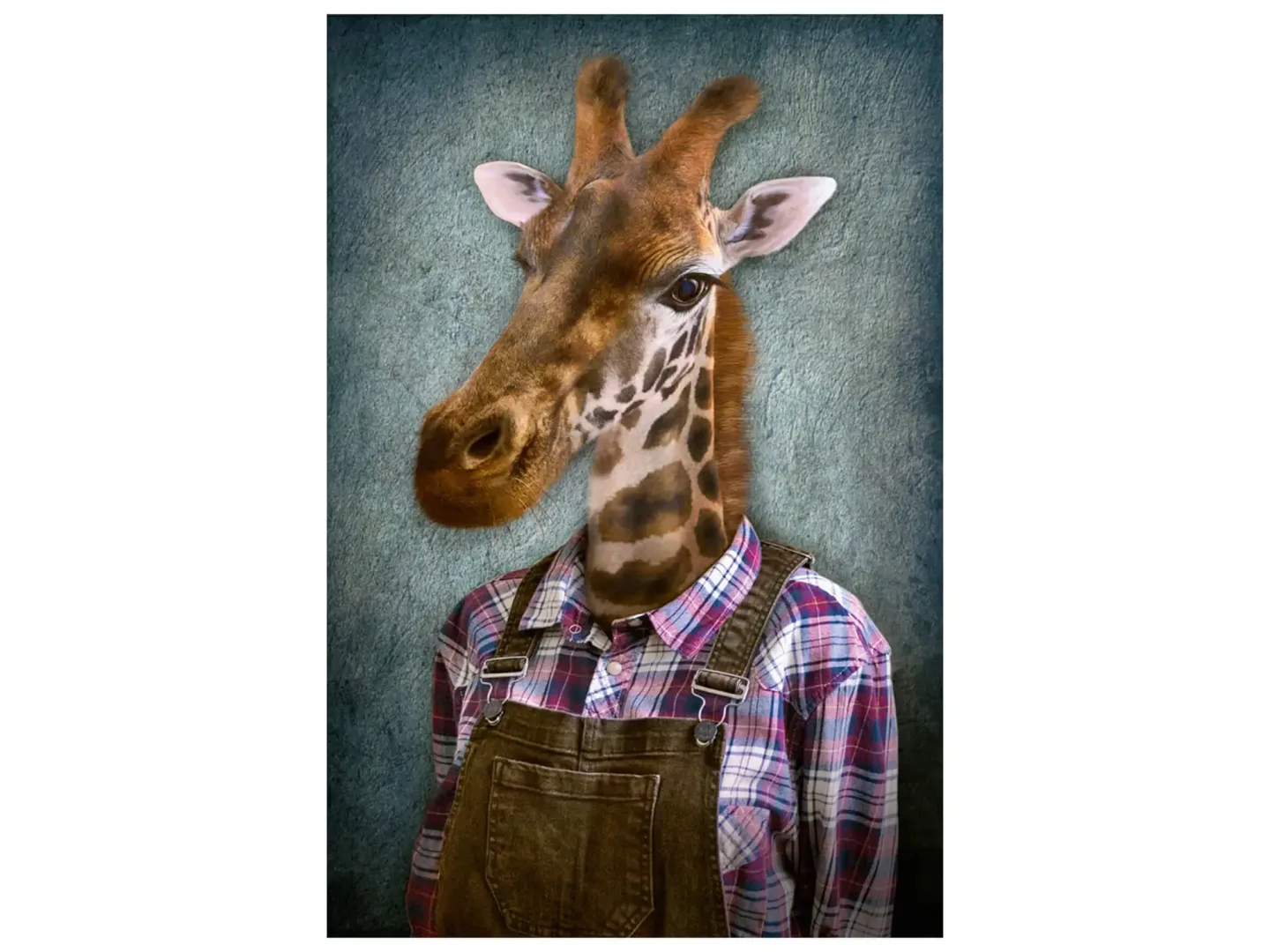 image LAND Digitaldruck auf Glas Giraffe mit Latzhose | Schubiger Möbel