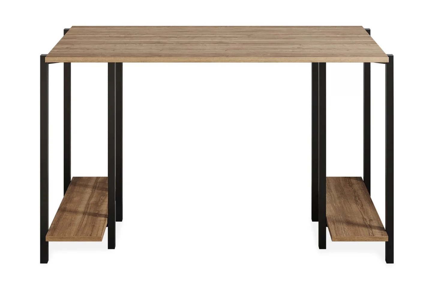 Pinnarp Skrivbord 125 cm med Förvaring 2 Hyllor - Natur/Svart