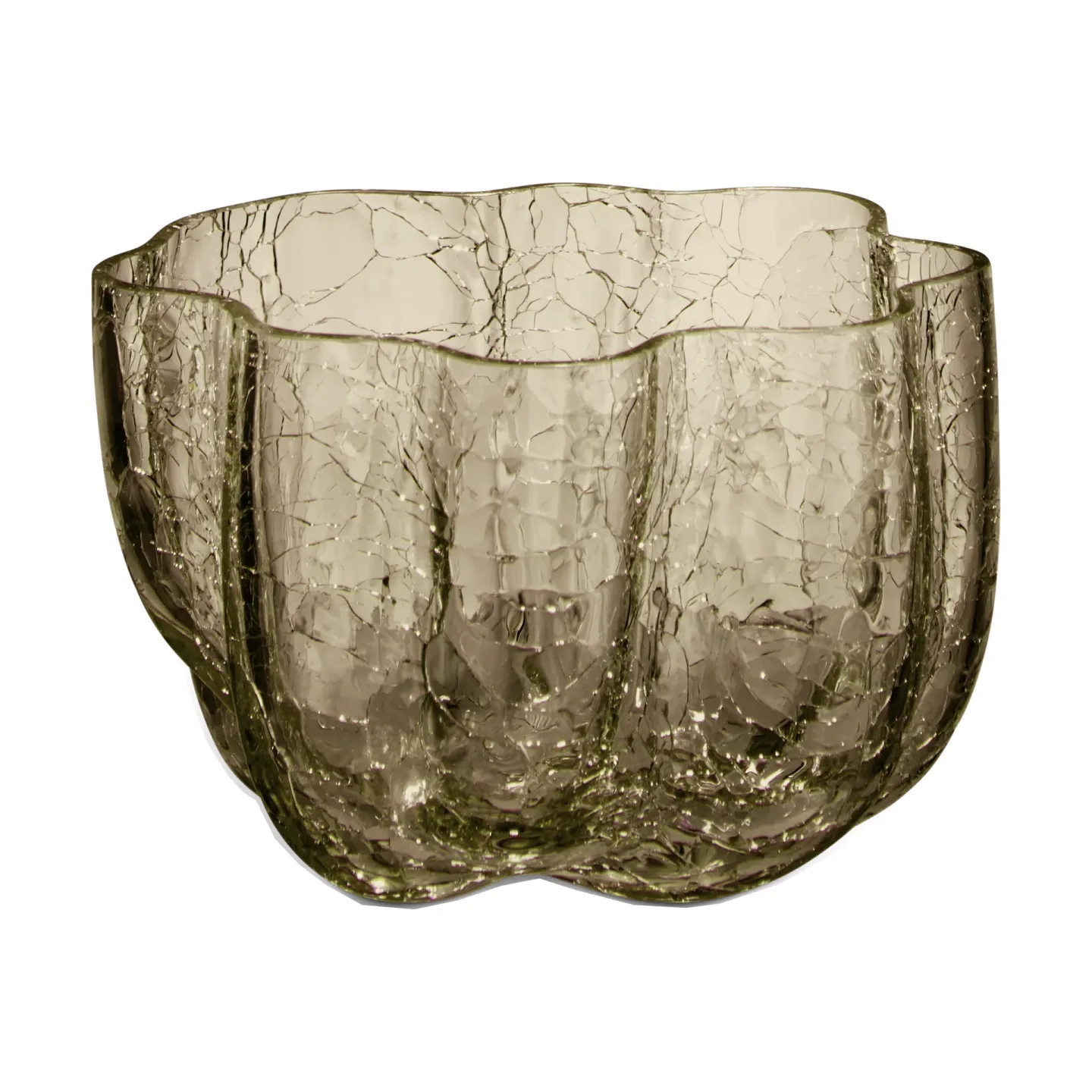 Kosta Boda Crackle Windlicht 5,8 cm Taupe
