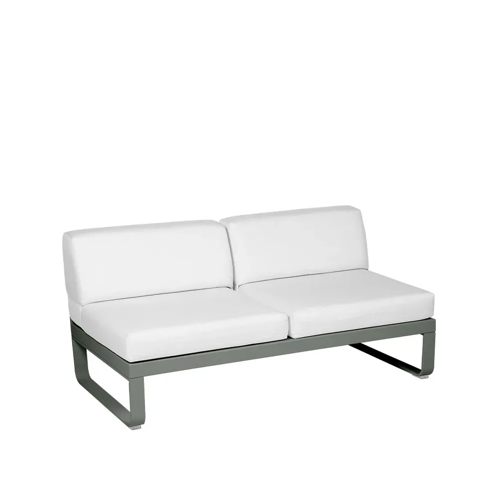 Fermob Bellevie Central modulsoffa 2-sits Rosemary (grön)-off-white dyna