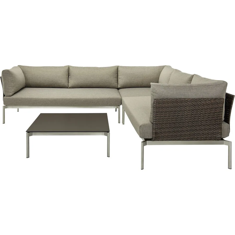 Gartenlounge Samporia braun Kunstrattan B 240 T 240 cm