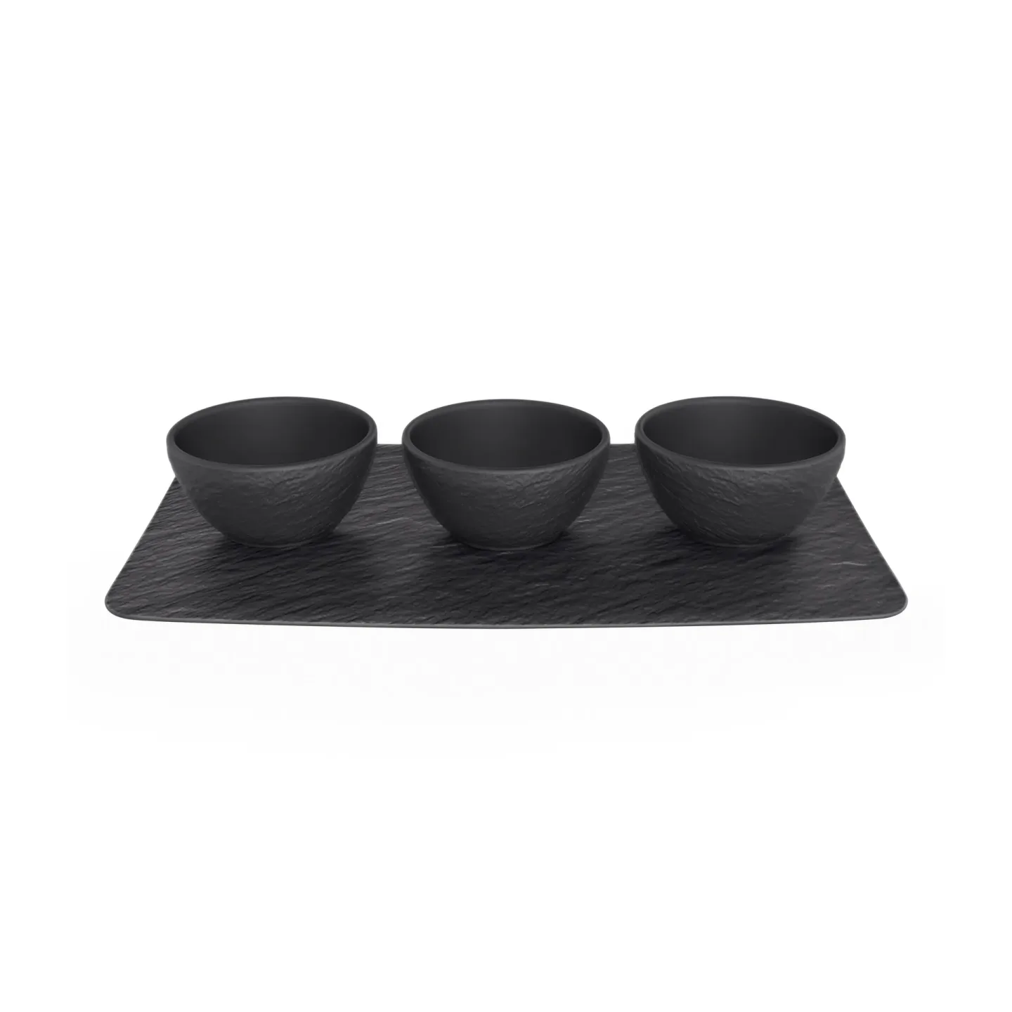 Villeroy & Boch Manufacture Rock Dippschale 3 st mit Tablett Schwarz
