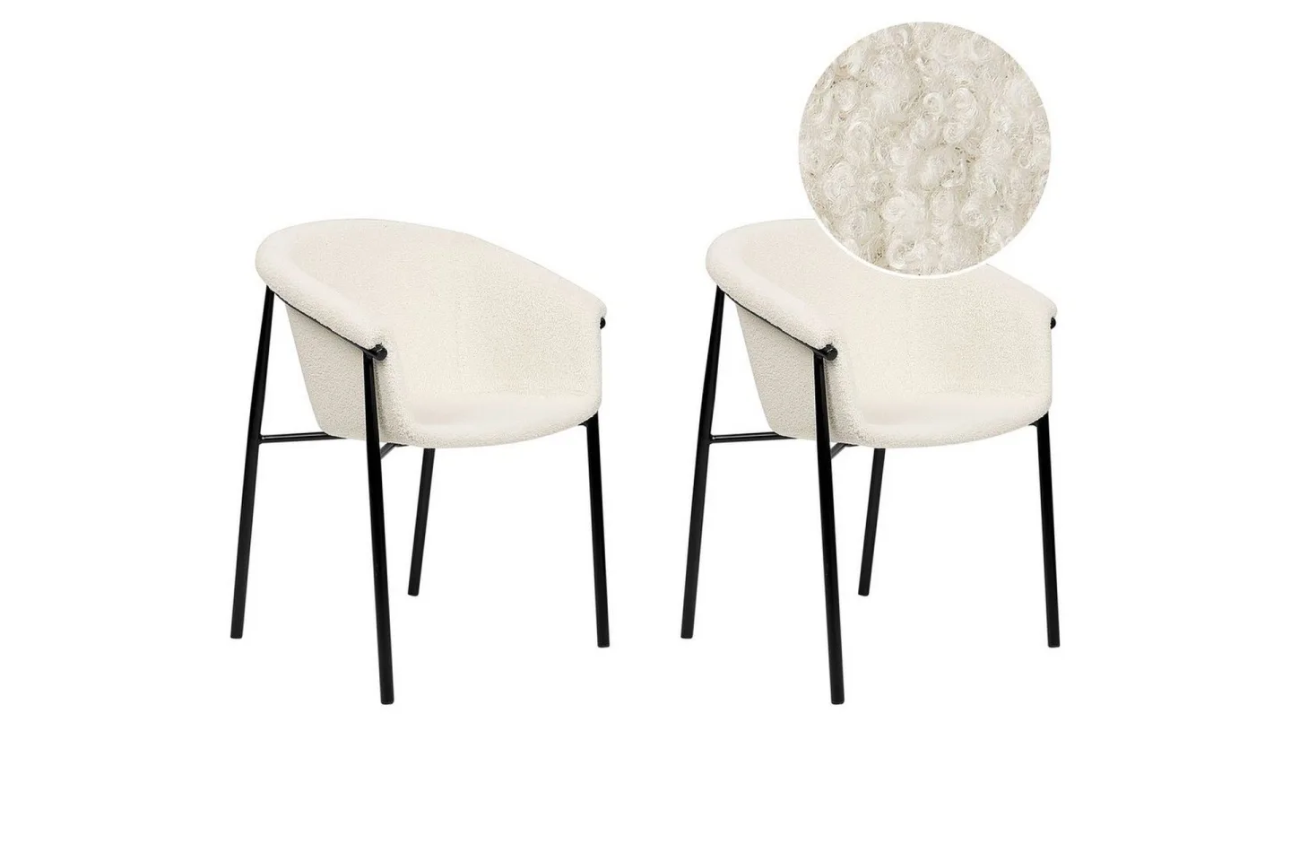 Set med 2 matstolar Ames - Vit, Svart