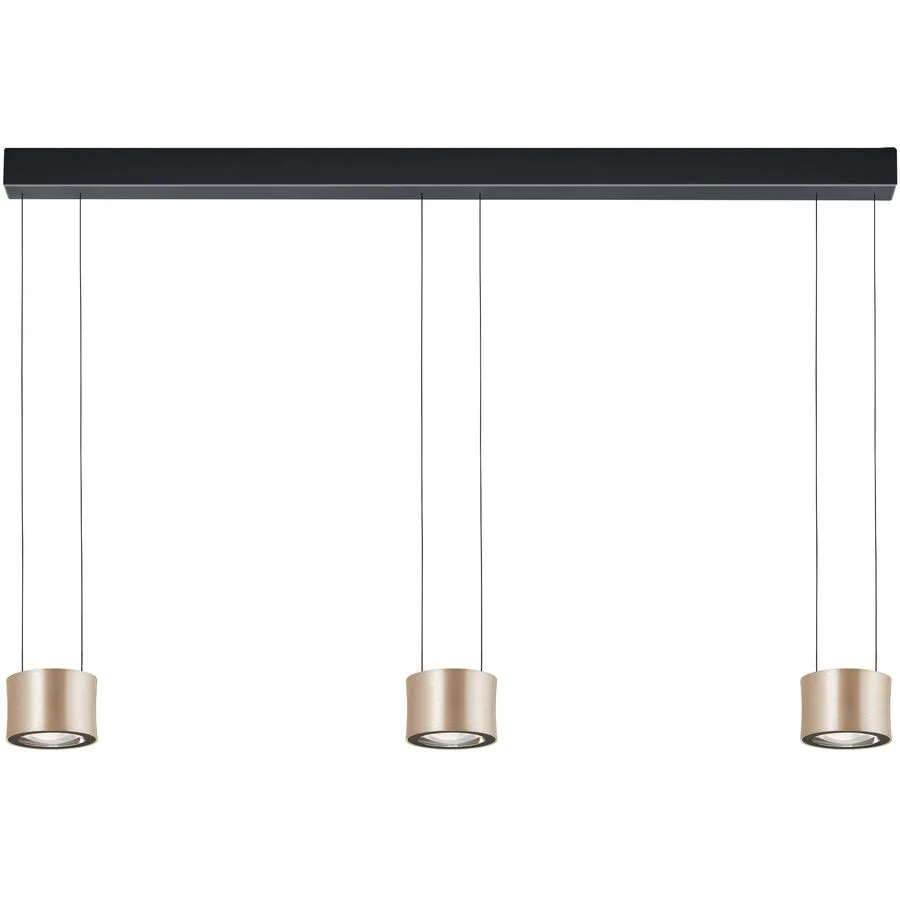 Designer-Pendellampe Bankamp Impulse Roségold 3-flammig vertical flex - Farbe: Rose/Gold eloxiert - LED - Lichtfarbe: Extra warmweiss - Material: