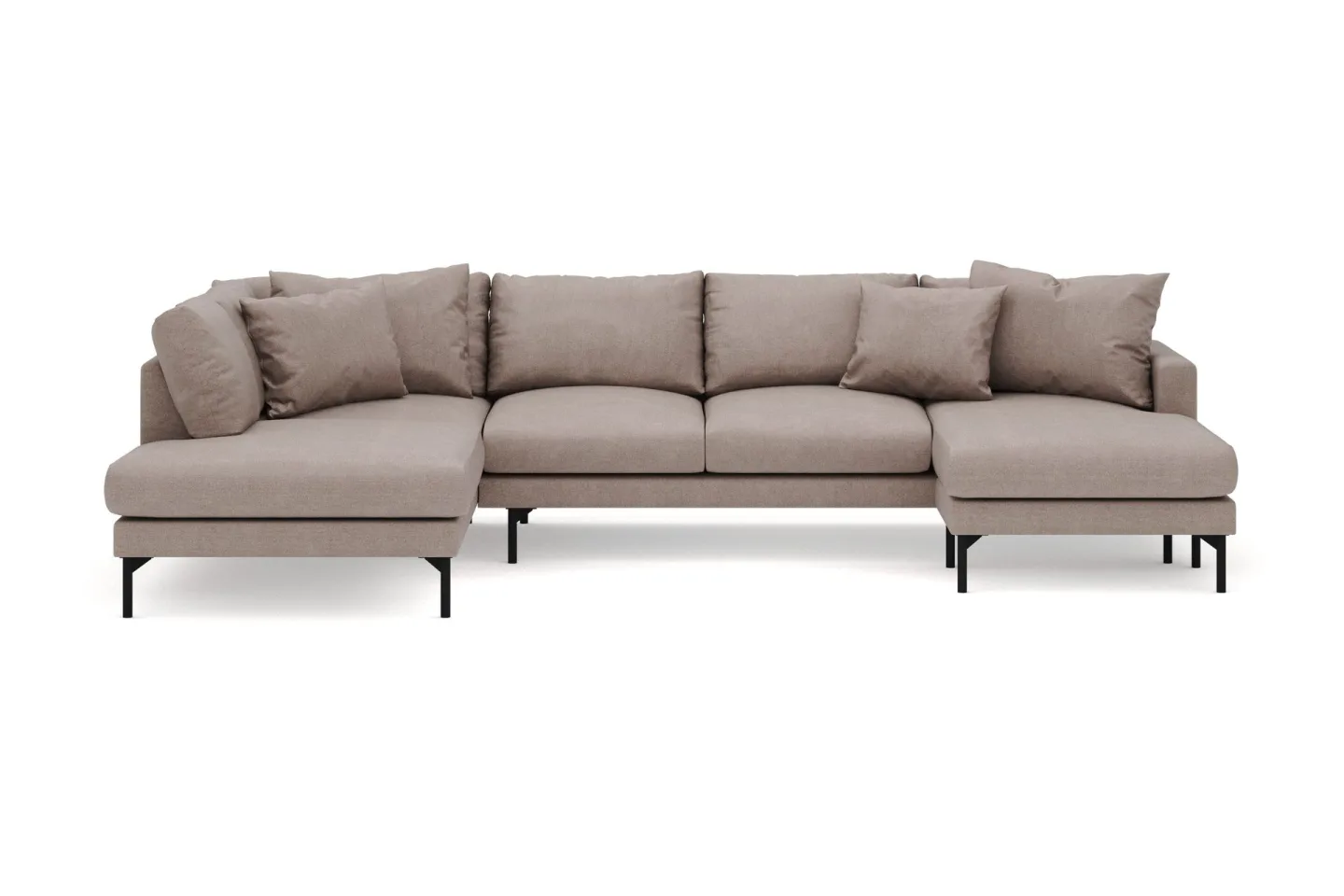 Menard 4-sits Vänstervänd Stor U-formad Djup Large Soffa med Divan och Schäslong i Tyg - Brun