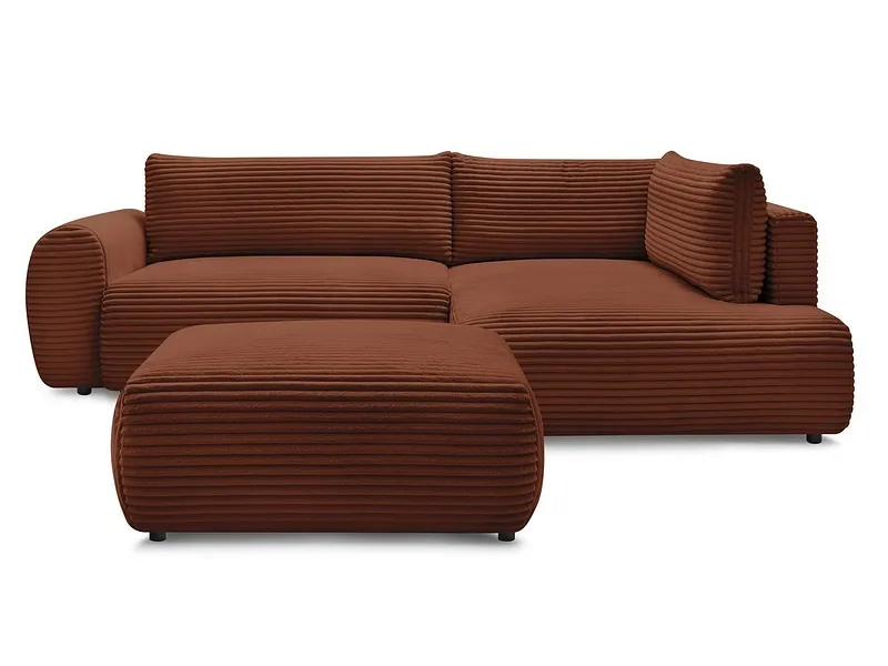 Ecksofa mit Hocker BOBOCHIC LUCIEN Cord-Stoff orange